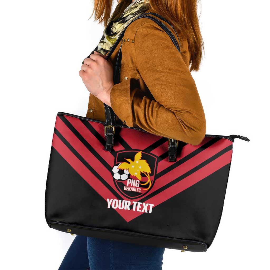 Hekari Papua New Guinea Football Custom Leather Tote Bag Go PNG Red Army LT14 Red - Polynesian Pride