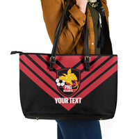 Hekari Papua New Guinea Football Custom Leather Tote Bag Go PNG Red Army LT14 - Polynesian Pride