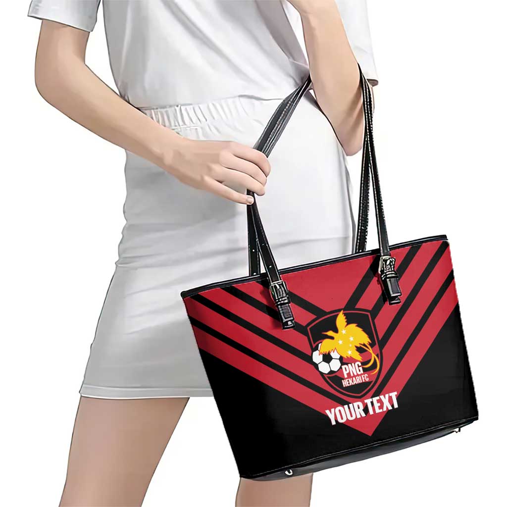 Hekari Papua New Guinea Football Custom Leather Tote Bag Go PNG Red Army LT14 - Polynesian Pride