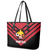 Hekari Papua New Guinea Football Custom Leather Tote Bag Go PNG Red Army LT14 - Polynesian Pride