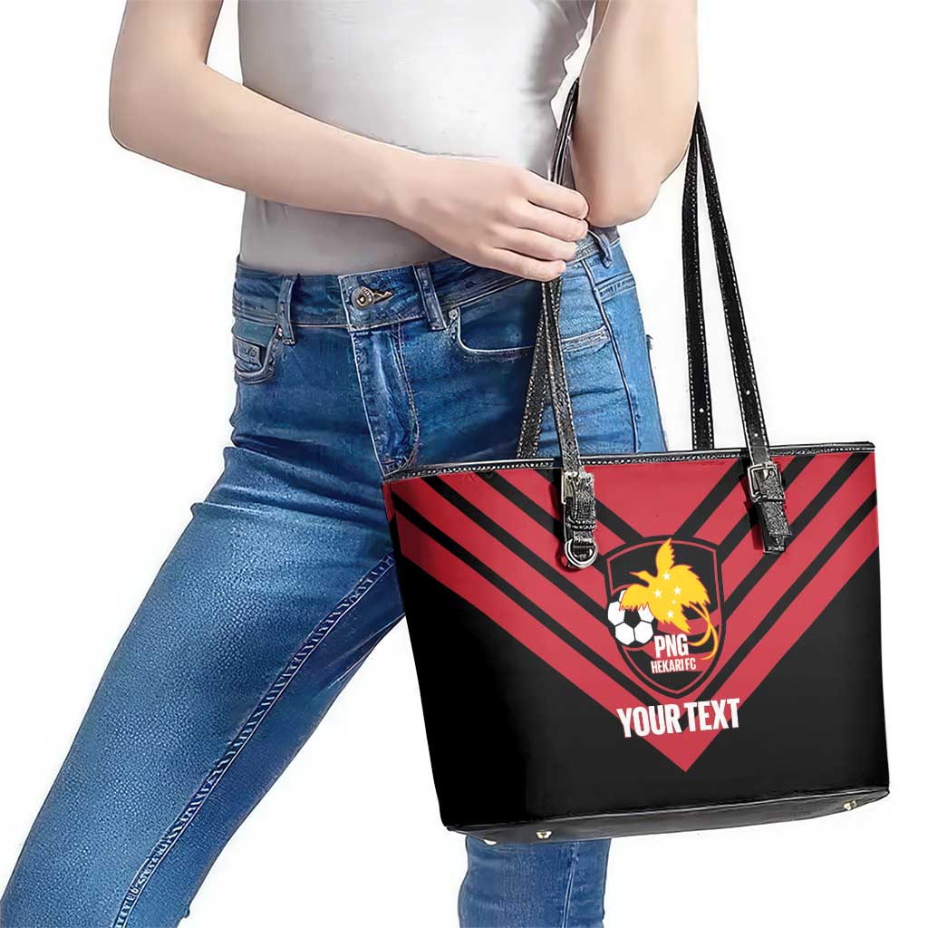 Hekari Papua New Guinea Football Custom Leather Tote Bag Go PNG Red Army LT14 - Polynesian Pride