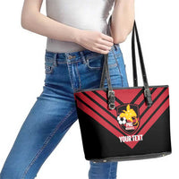 Hekari Papua New Guinea Football Custom Leather Tote Bag Go PNG Red Army LT14 - Polynesian Pride