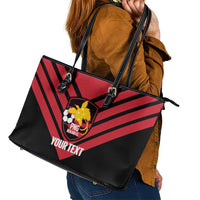 Hekari Papua New Guinea Football Custom Leather Tote Bag Go PNG Red Army LT14 - Polynesian Pride