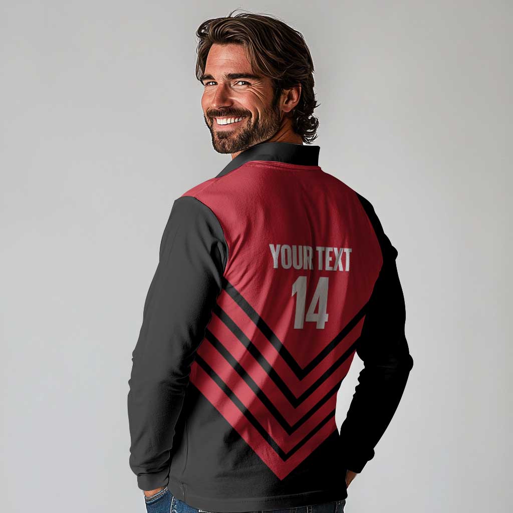 Hekari Papua New Guinea Football Custom Long Sleeve Polo Shirt Go PNG Red Army LT14 - Polynesian Pride
