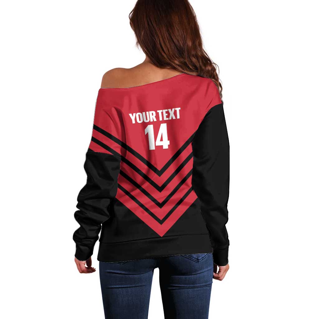 Hekari Papua New Guinea Football Custom Off Shoulder Sweater Go PNG Red Army