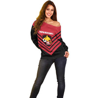 Hekari Papua New Guinea Football Custom Off Shoulder Sweater Go PNG Red Army