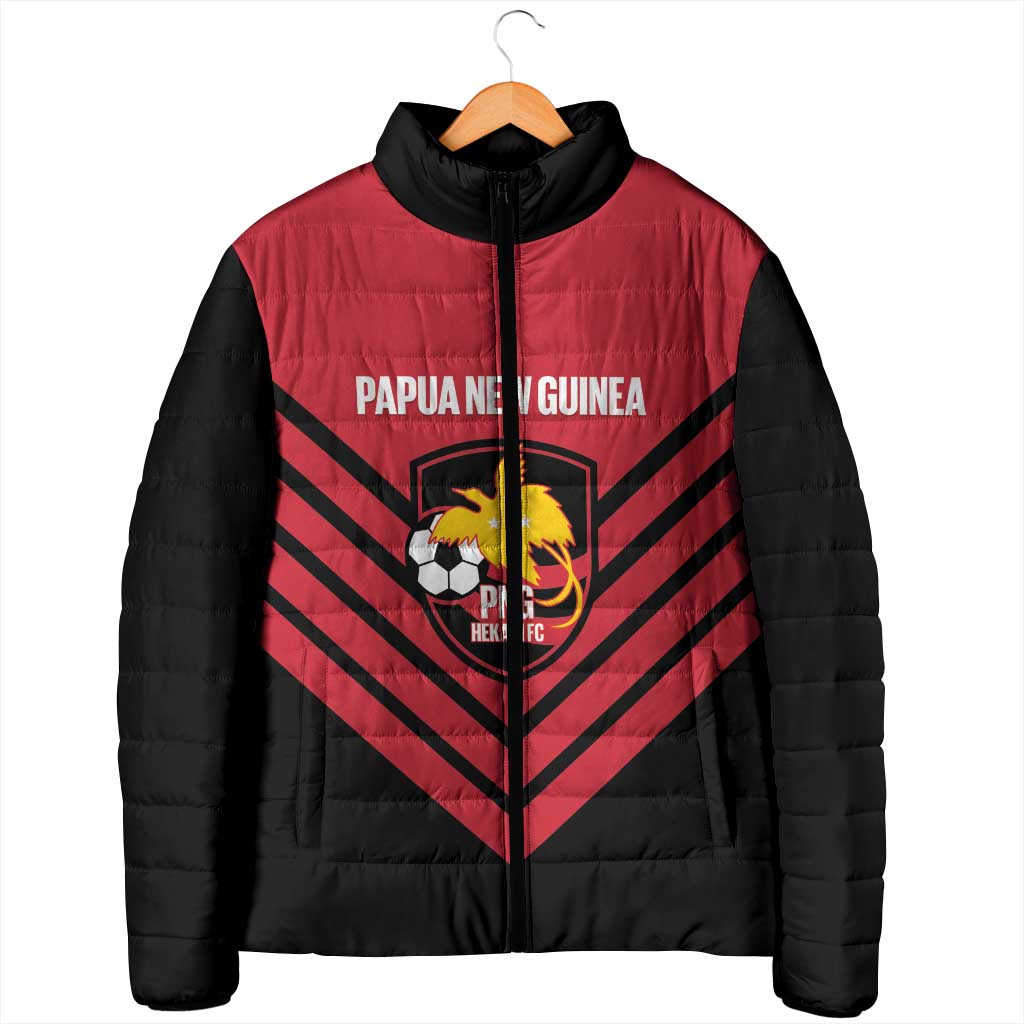 Hekari Papua New Guinea Football Custom Padded Jacket Go PNG Red Army LT14 - Polynesian Pride