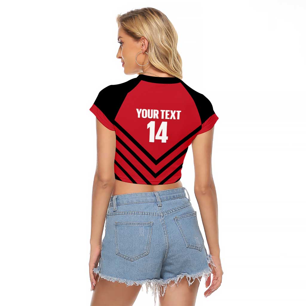 Hekari Papua New Guinea Football Custom Raglan Cropped T Shirt Go PNG Red Army LT14 - Polynesian Pride