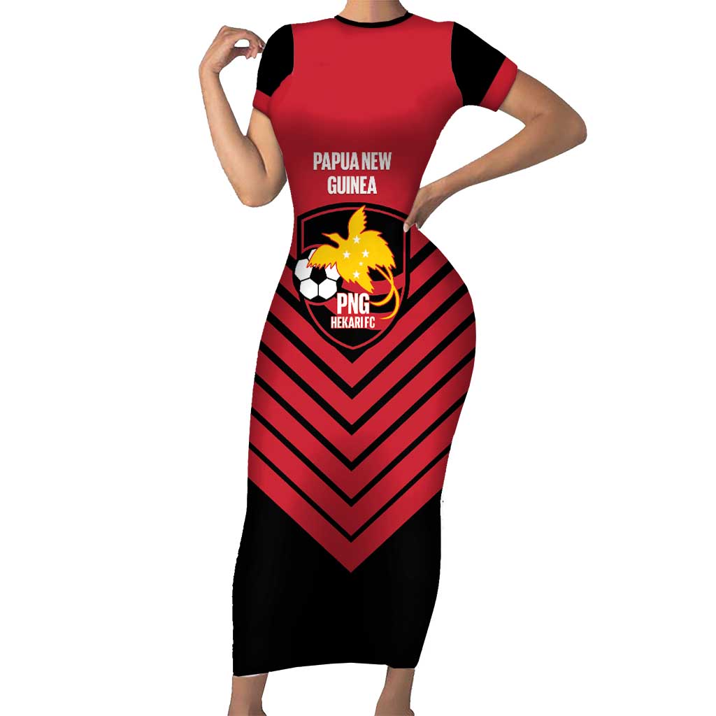 Hekari Papua New Guinea Football Custom Short Sleeve Bodycon Dress Go PNG Red Army