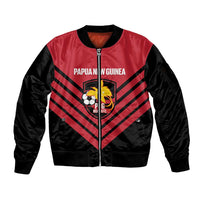 Hekari Papua New Guinea Football Custom Sleeve Zip Bomber Jacket Go PNG Red Army LT14 Unisex Red - Polynesian Pride