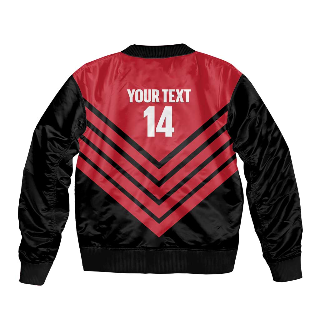 Hekari Papua New Guinea Football Custom Sleeve Zip Bomber Jacket Go PNG Red Army LT14 - Polynesian Pride