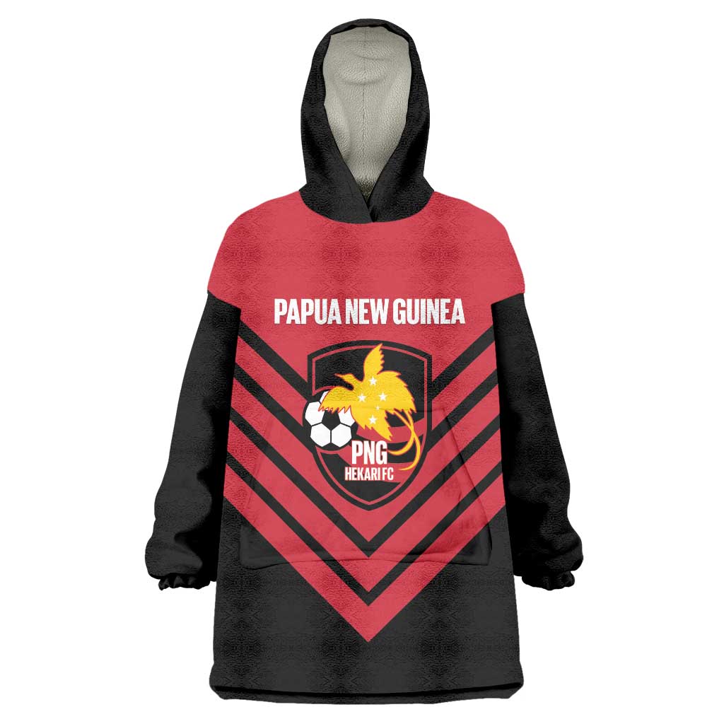 Hekari Papua New Guinea Football Custom Wearable Blanket Hoodie Go PNG Red Army LT14 One Size Red - Polynesian Pride