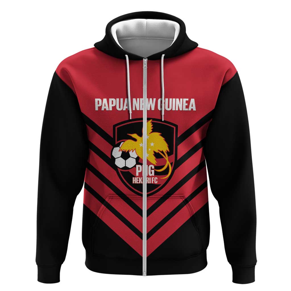 Hekari Papua New Guinea Football Custom Zip Hoodie Go PNG Red Army LT14 Zip Hoodie Red - Polynesian Pride