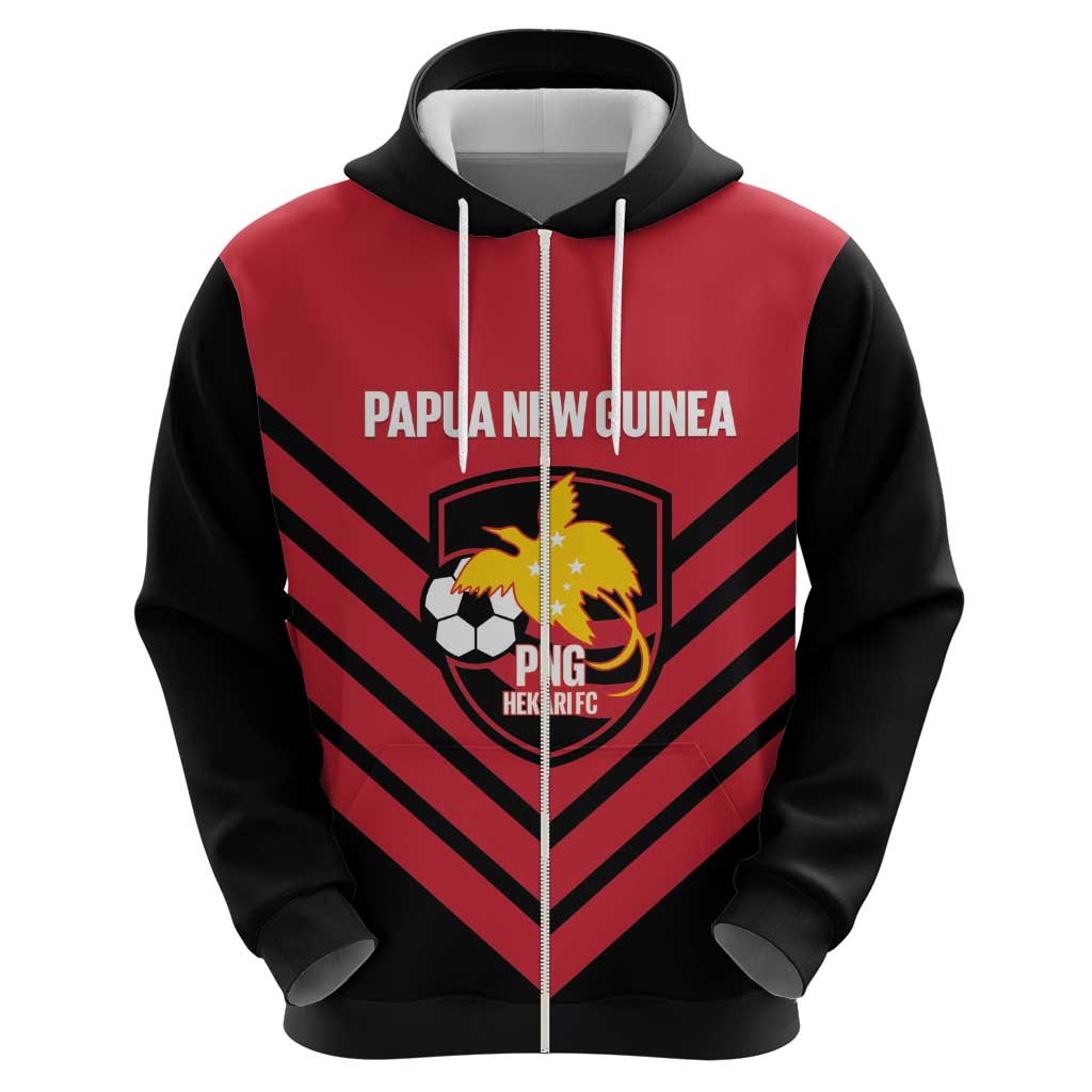 Hekari Papua New Guinea Football Custom Zip Hoodie Go PNG Red Army LT14 - Polynesian Pride