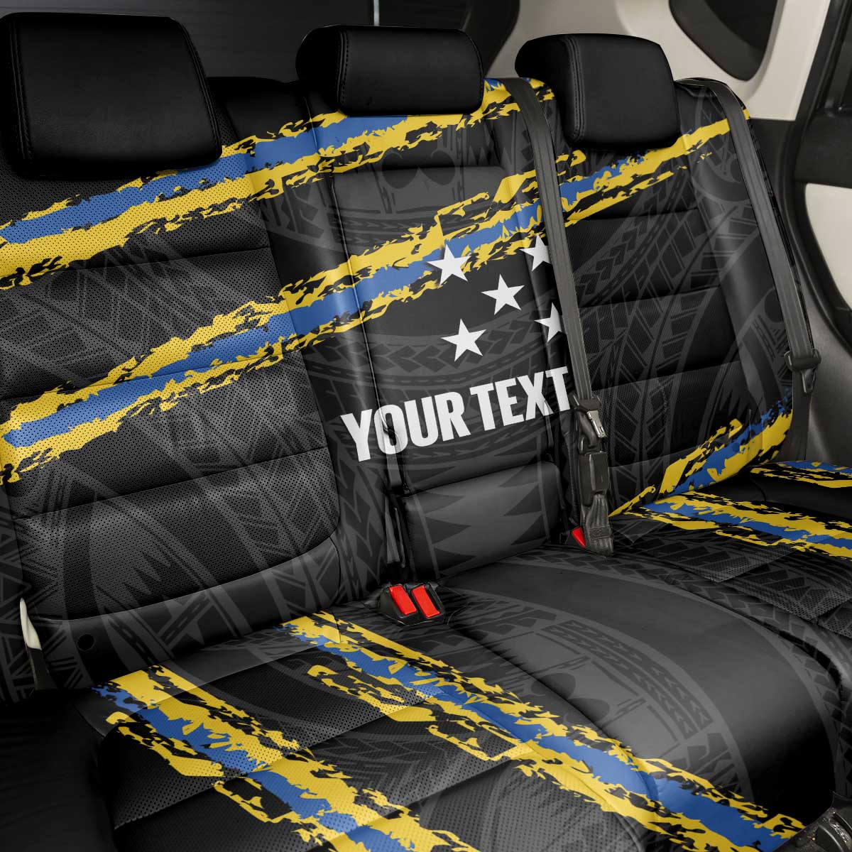 Kings Solomon Islands Football Custom Back Car Seat Cover Come On Solomons Polynesian Grunge Style