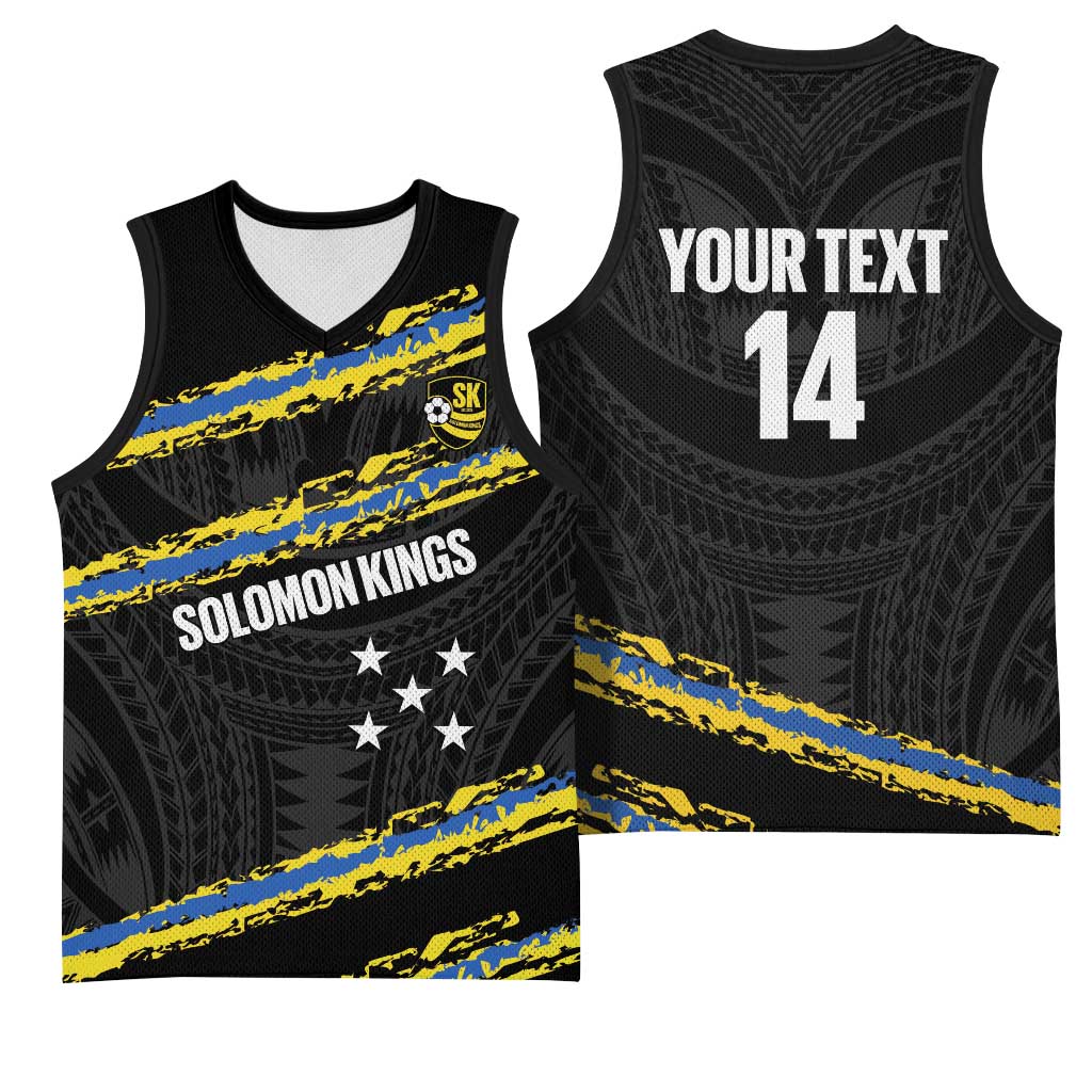 Kings Solomon Islands Football Custom Basketball Jersey Come On Solomons Polynesian Grunge Style