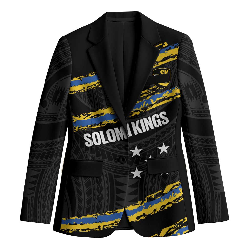 Kings Solomon Islands Football Custom Blazer Come On Solomons Polynesian Grunge Style LT14 Unisex Black - Polynesian Pride
