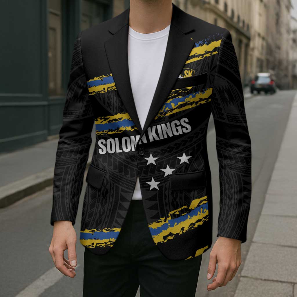 Kings Solomon Islands Football Custom Blazer Come On Solomons Polynesian Grunge Style LT14 - Polynesian Pride