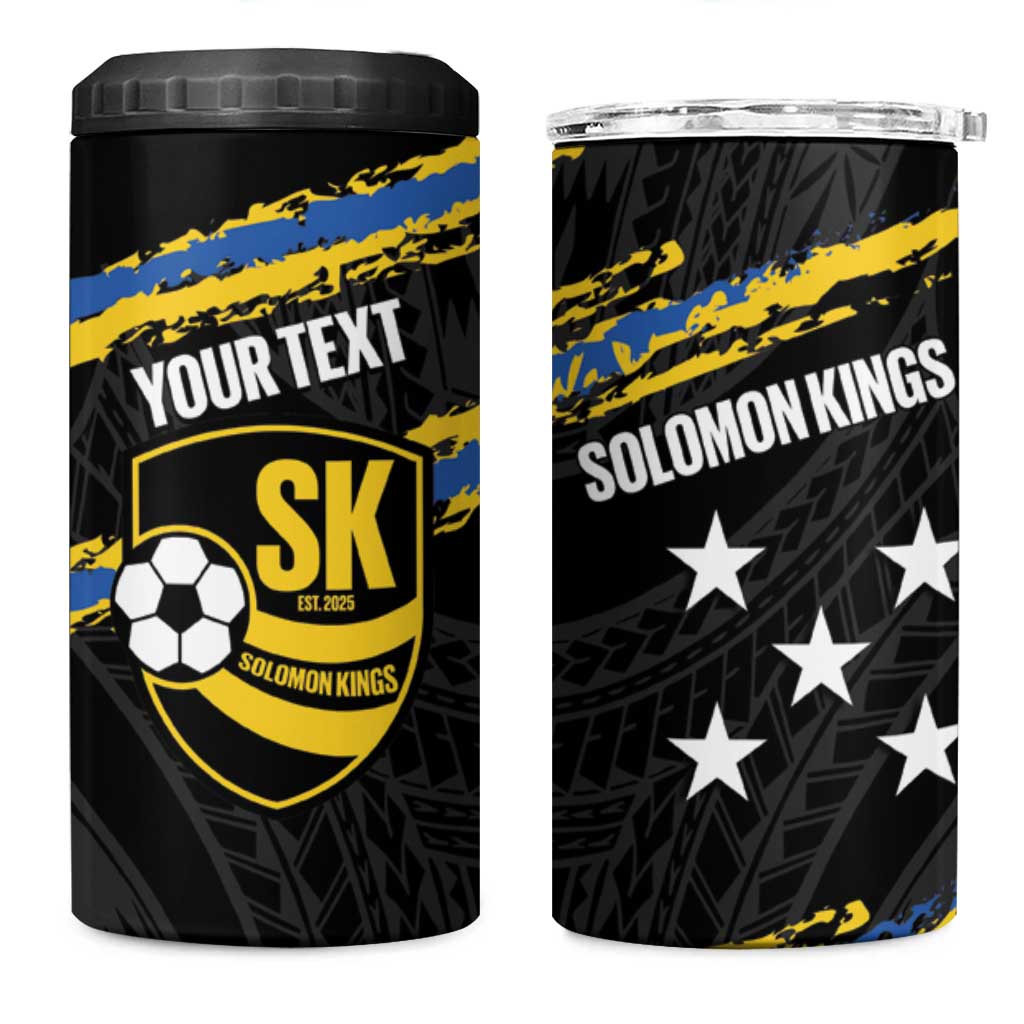 Kings Solomon Islands Football Custom 4 in 1 Can Cooler Tumbler Come On Solomons Polynesian Grunge Style LT14 One Size: 16 oz Black - Polynesian Pride