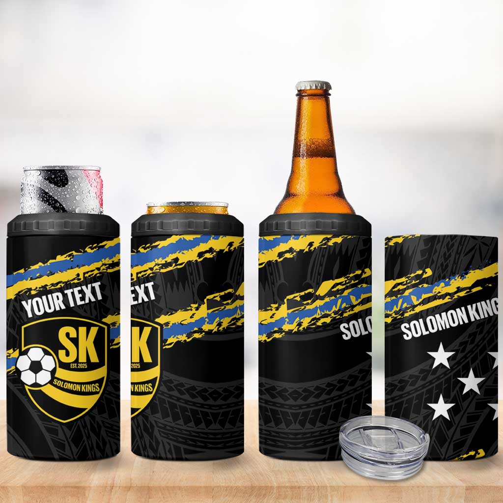 Kings Solomon Islands Football Custom 4 in 1 Can Cooler Tumbler Come On Solomons Polynesian Grunge Style LT14 - Polynesian Pride