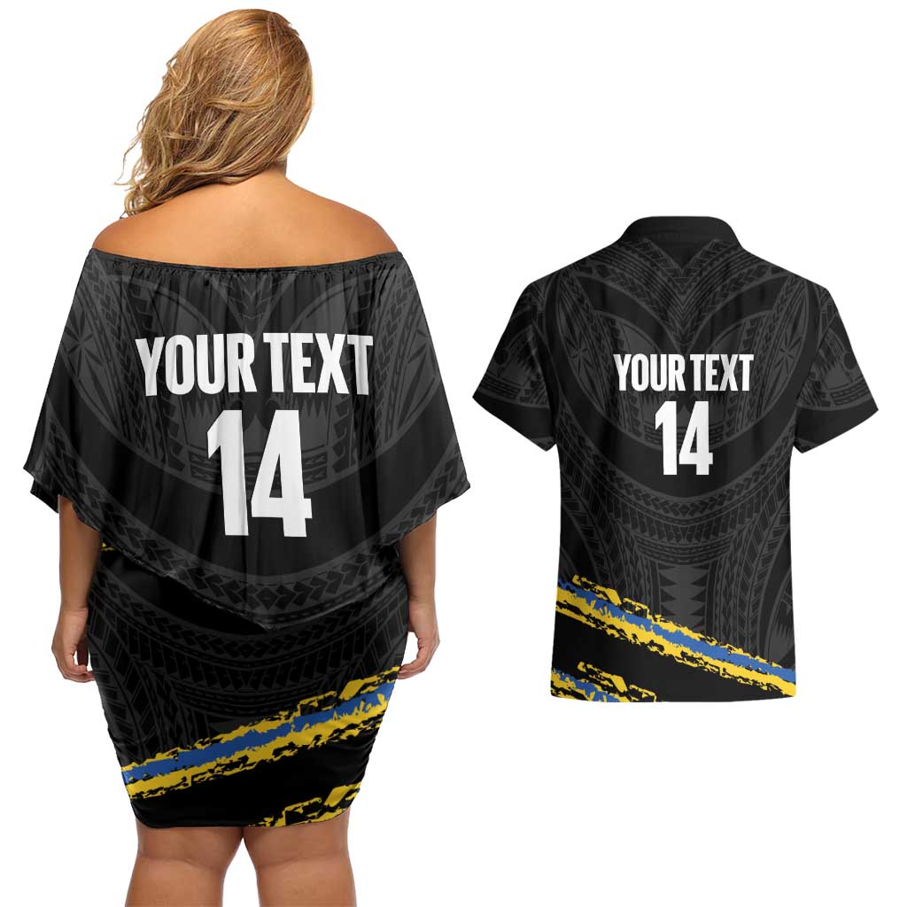 Kings Solomon Islands Football Custom Couples Matching Off Shoulder Short Dress and Hawaiian Shirt Come On Solomons Polynesian Grunge Style LT14 - Polynesian Pride