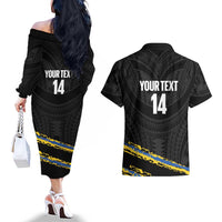 Kings Solomon Islands Football Custom Couples Matching Off The Shoulder Long Sleeve Dress and Hawaiian Shirt Come On Solomons Polynesian Grunge Style LT14 - Polynesian Pride