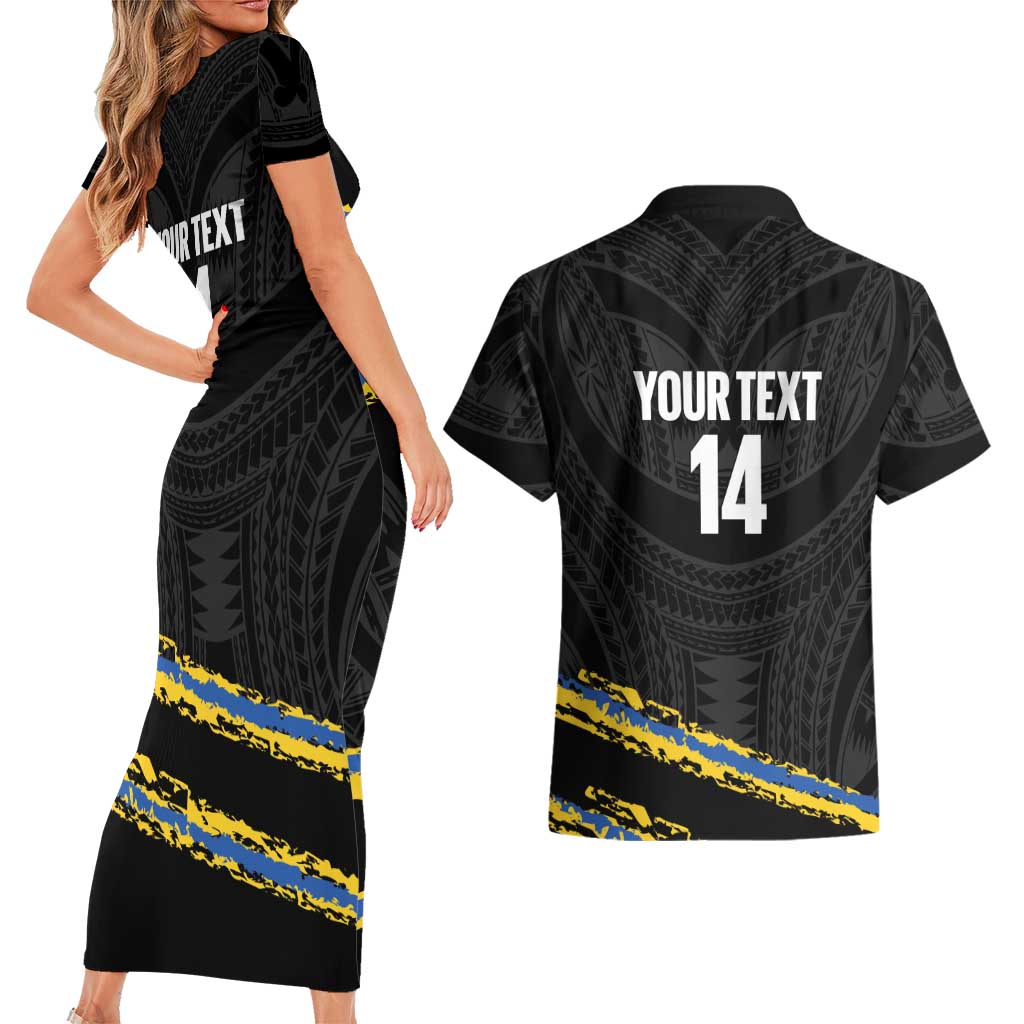 Kings Solomon Islands Football Custom Couples Matching Short Sleeve Bodycon Dress and Hawaiian Shirt Come On Solomons Polynesian Grunge Style LT14 - Polynesian Pride