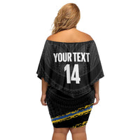 Kings Solomon Islands Football Custom Family Matching Off Shoulder Short Dress and Hawaiian Shirt Come On Solomons Polynesian Grunge Style LT14 - Polynesian Pride