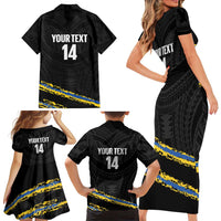 Kings Solomon Islands Football Custom Family Matching Short Sleeve Bodycon Dress and Hawaiian Shirt Come On Solomons Polynesian Grunge Style LT14 - Polynesian Pride
