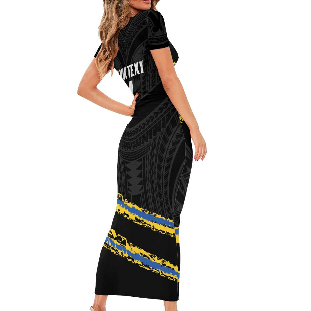 Kings Solomon Islands Football Custom Family Matching Short Sleeve Bodycon Dress and Hawaiian Shirt Come On Solomons Polynesian Grunge Style LT14 - Polynesian Pride