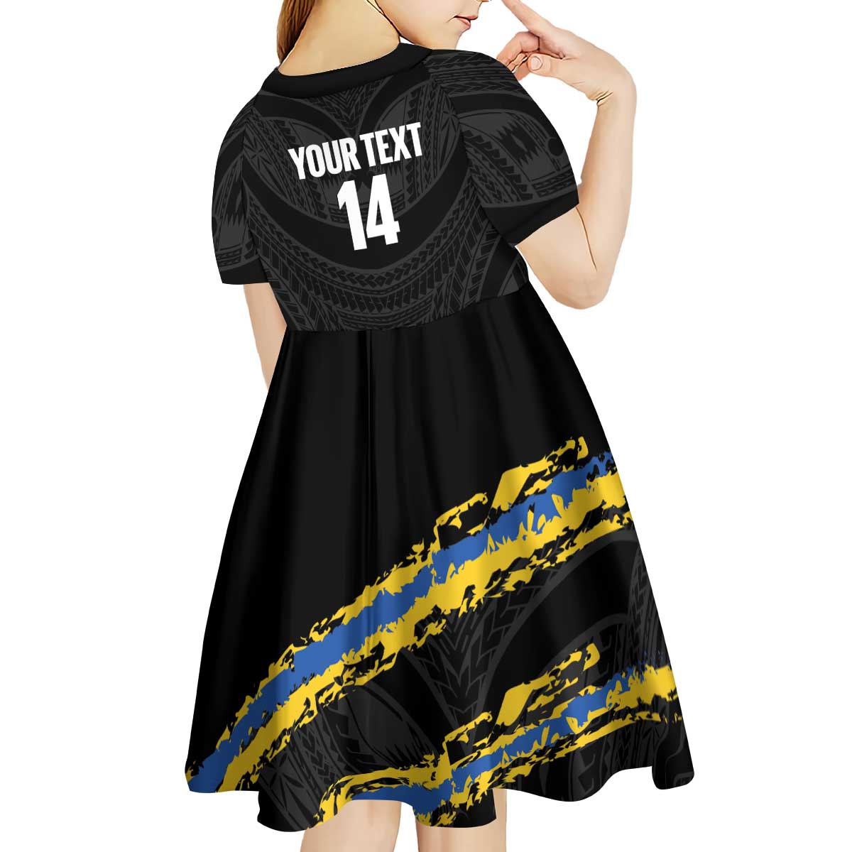Kings Solomon Islands Football Custom Kid Short Sleeve Dress Come On Solomons Polynesian Grunge Style LT14 - Polynesian Pride