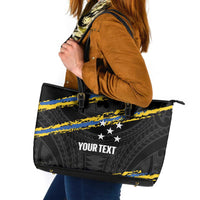 Kings Solomon Islands Football Custom Leather Tote Bag Come On Solomons Polynesian Grunge Style