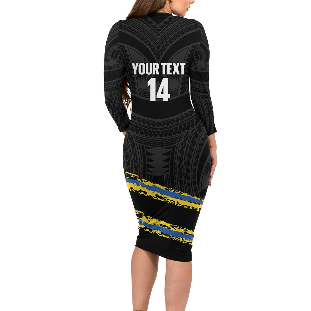 Kings Solomon Islands Football Custom Long Sleeve Bodycon Dress Come On Solomons Polynesian Grunge Style LT14 - Polynesian Pride