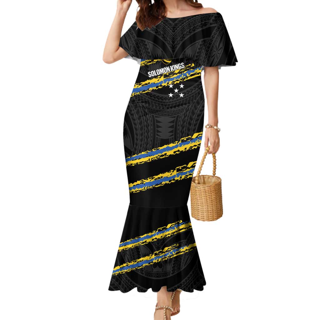 Kings Solomon Islands Football Custom Mermaid Dress Come On Solomons Polynesian Grunge Style