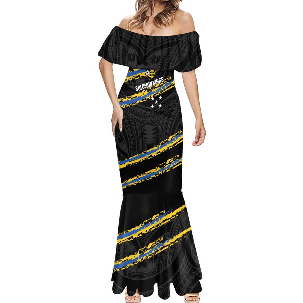 Kings Solomon Islands Football Custom Mermaid Dress Come On Solomons Polynesian Grunge Style LT14 - Polynesian Pride
