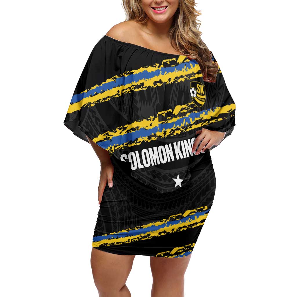 Kings Solomon Islands Football Custom Off Shoulder Short Dress Come On Solomons Polynesian Grunge Style