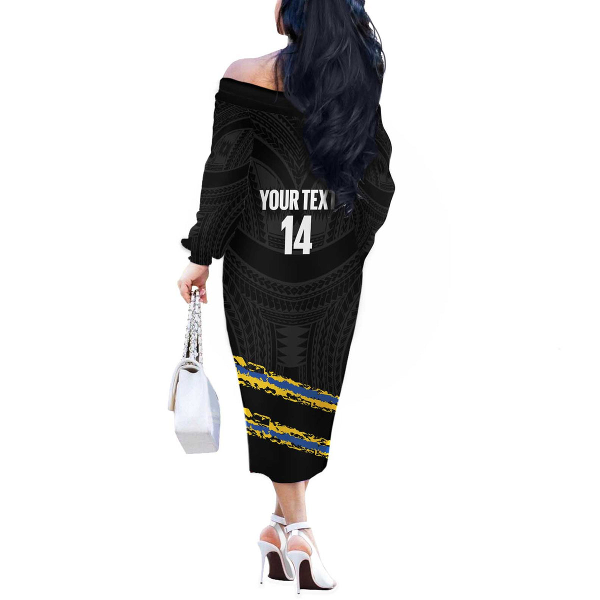 Kings Solomon Islands Football Custom Off The Shoulder Long Sleeve Dress Come On Solomons Polynesian Grunge Style LT14 - Polynesian Pride