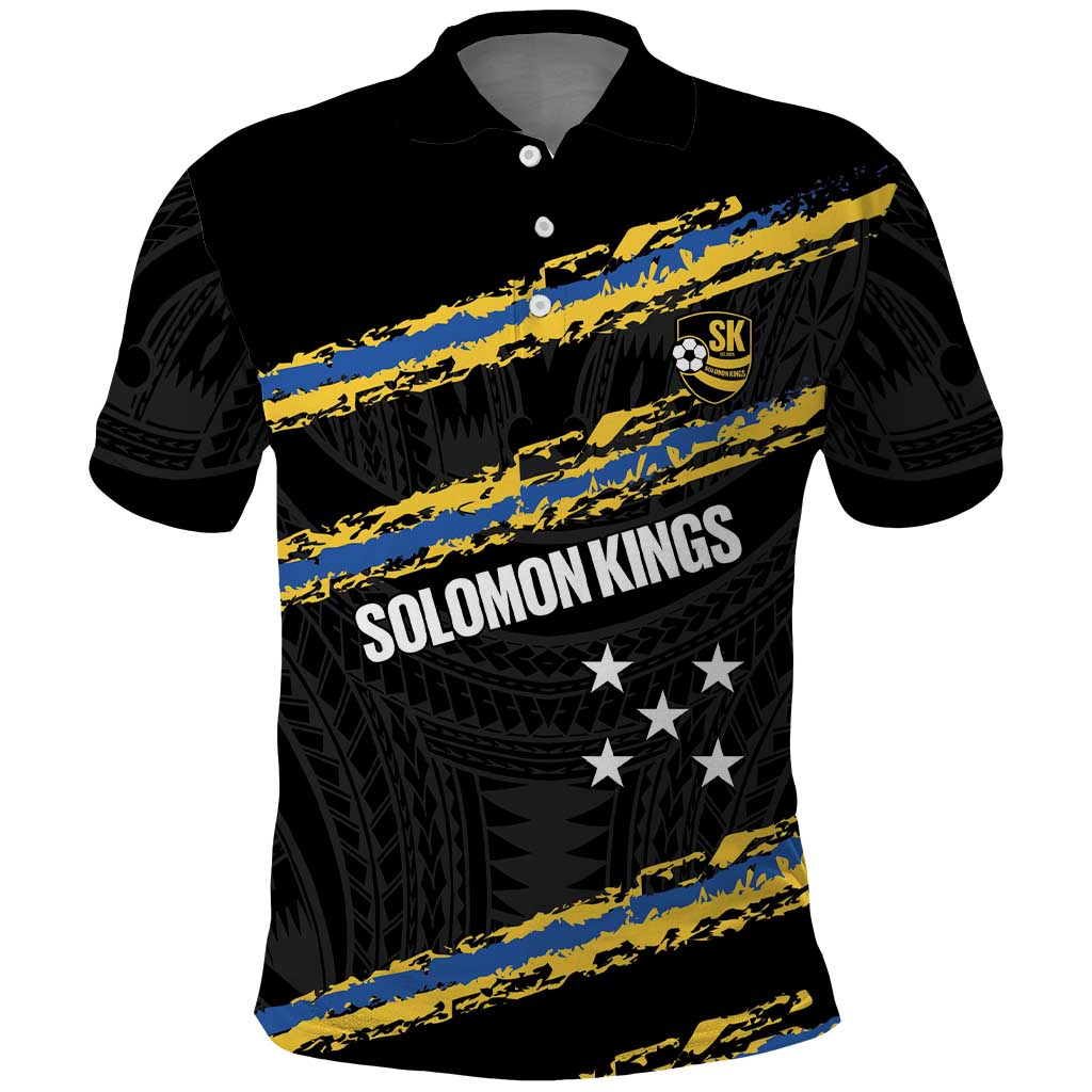 Kings Solomon Islands Football Custom Polo Shirt Come On Solomons Polynesian Grunge Style