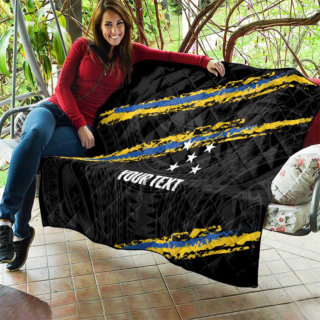 Kings Solomon Islands Football Custom Quilt Come On Solomons Polynesian Grunge Style
