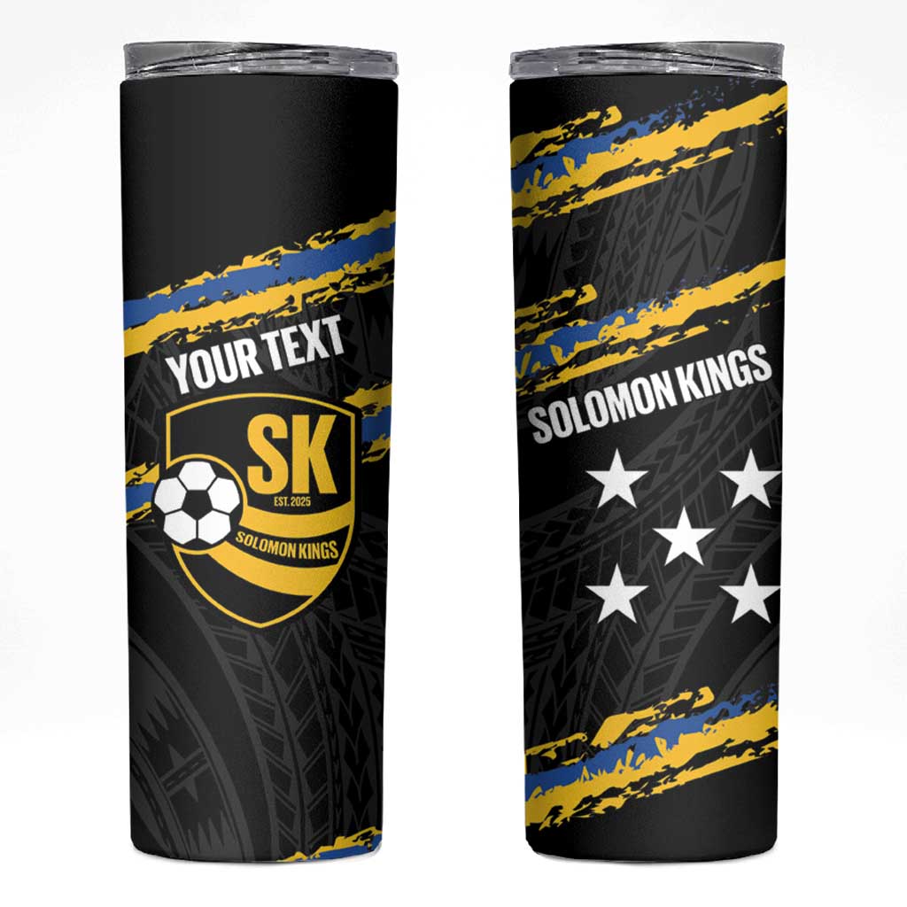 Kings Solomon Islands Football Custom Skinny Tumbler Come On Solomons Polynesian Grunge Style LT14 Black - Polynesian Pride