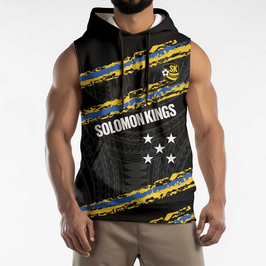 Kings Solomon Islands Football Custom Sleeveless Hoodie Come On Solomons Polynesian Grunge Style LT14 - Polynesian Pride