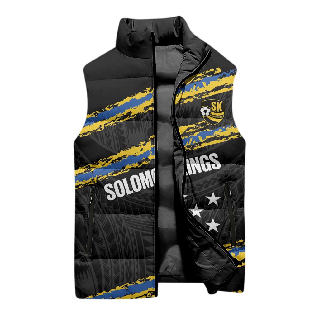 Kings Solomon Islands Football Custom Sleeveless Puffer Jacket Come On Solomons Polynesian Grunge Style