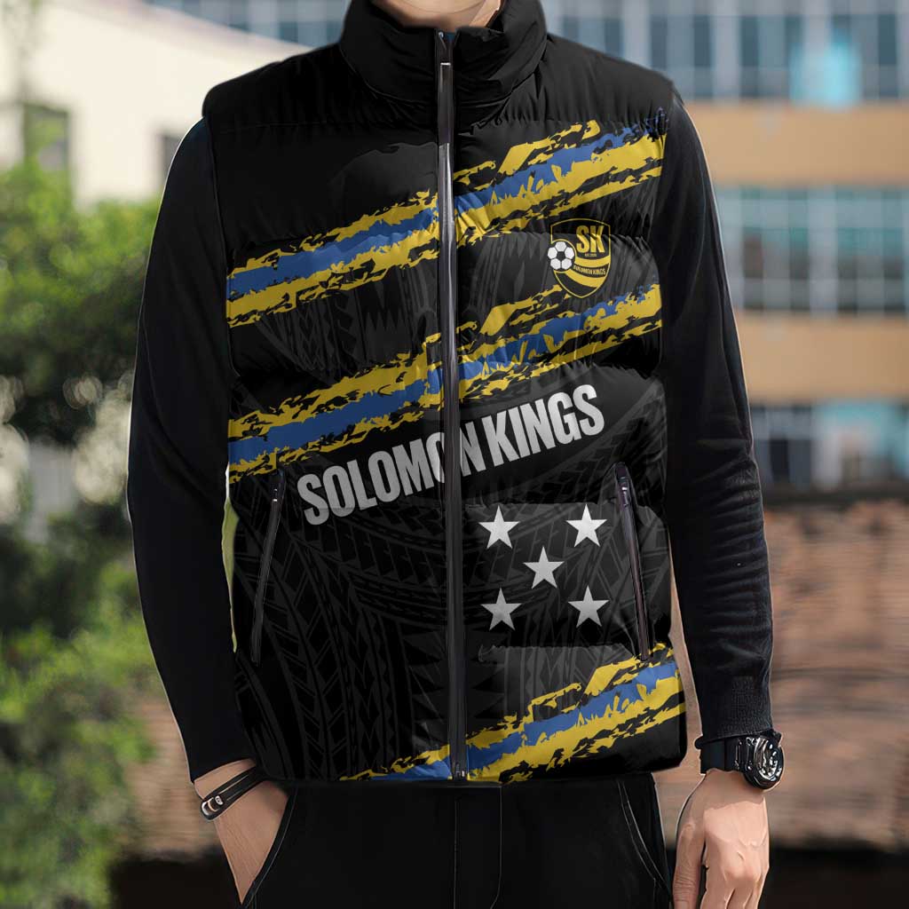 Kings Solomon Islands Football Custom Sleeveless Puffer Jacket Come On Solomons Polynesian Grunge Style