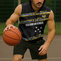 Kings Solomon Islands Football Custom Sleeveless Zip Hoodie Come On Solomons Polynesian Grunge Style LT14 - Polynesian Pride