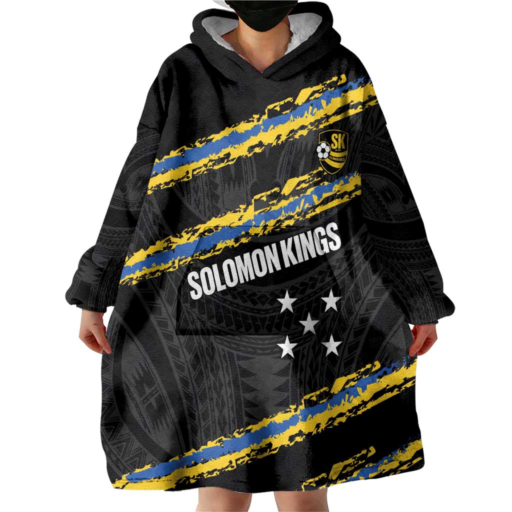 Kings Solomon Islands Football Custom Wearable Blanket Hoodie Come On Solomons Polynesian Grunge Style LT14 - Polynesian Pride