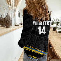 Kings Solomon Islands Football Custom Women Casual Shirt Come On Solomons Polynesian Grunge Style LT14 - Polynesian Pride