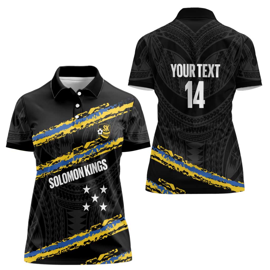 Kings Solomon Islands Football Custom Women Polo Shirt Come On Solomons Polynesian Grunge Style