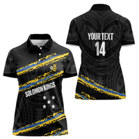 Kings Solomon Islands Football Custom Women Polo Shirt Come On Solomons Polynesian Grunge Style