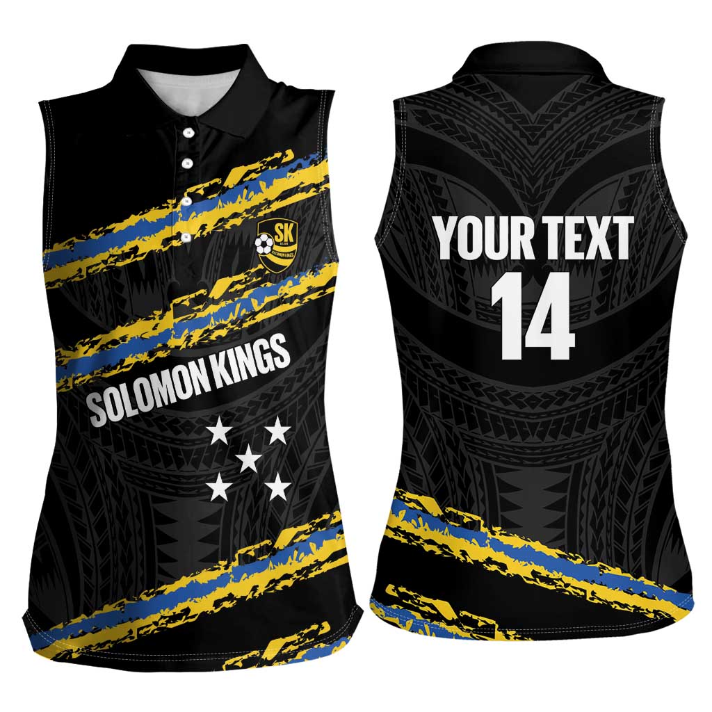 Kings Solomon Islands Football Custom Women Sleeveless Polo Shirt Come On Solomons Polynesian Grunge Style LT14 - Polynesian Pride