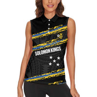 Kings Solomon Islands Football Custom Women Sleeveless Polo Shirt Come On Solomons Polynesian Grunge Style LT14 - Polynesian Pride
